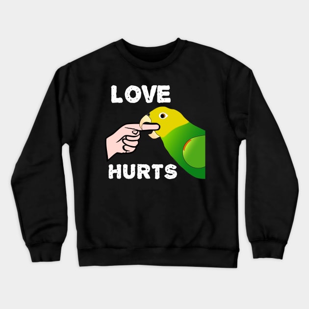 Love Hurts Double Yellow Headed Amazon Parrot Crewneck Sweatshirt by Einstein Parrot